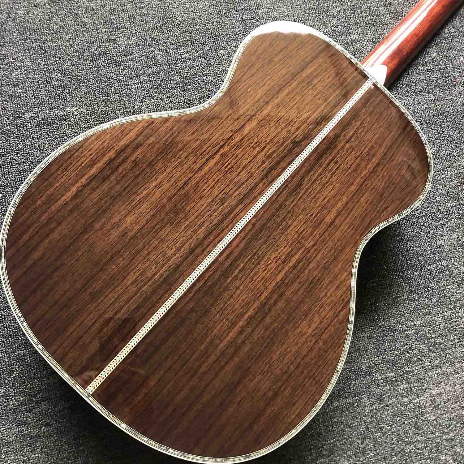 Custom OM Body Solid Europe Spruce Top Ebony Fingerboard Rosewood Back Side Abalone Binding Classic Acoustic Guitar