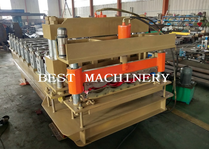 Guide Pillar YX-828 Glazed Roof Tile Roll Forming Machine PLC Control