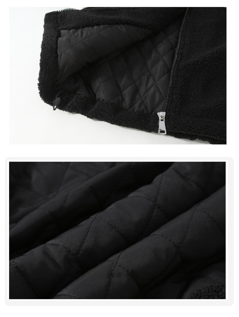 Girls Cotton Warm Embroidered Lamb Wool Padded Coat Windproof