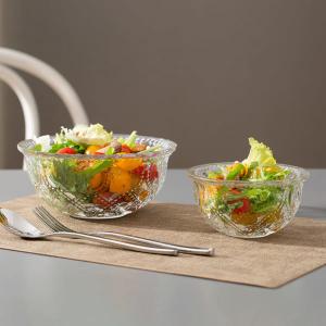 Quality Vintage Glass Kitchen Wares Embossed Pressed Clear Glass Salad Bowls wholesale