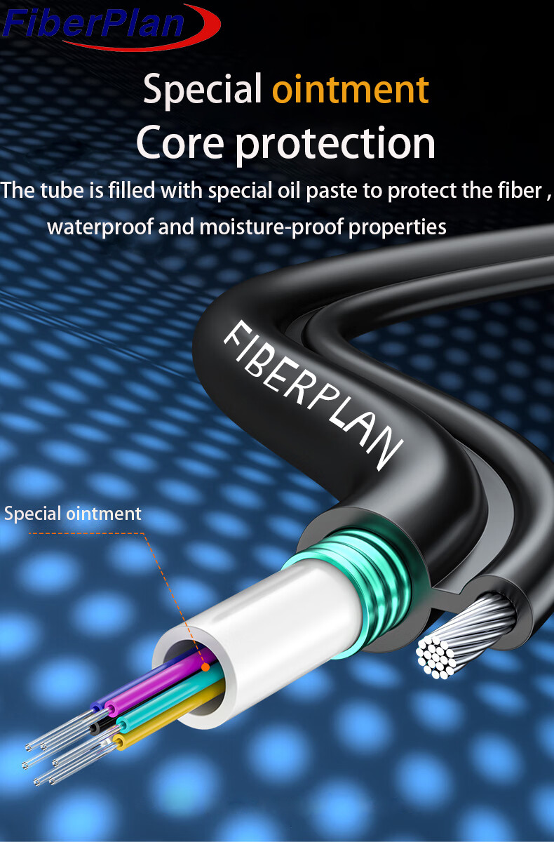 Figure 8 Armored Fiber Optic Cable Single Multi Mode 6 Core Steel Wire Supported GYXTC8S