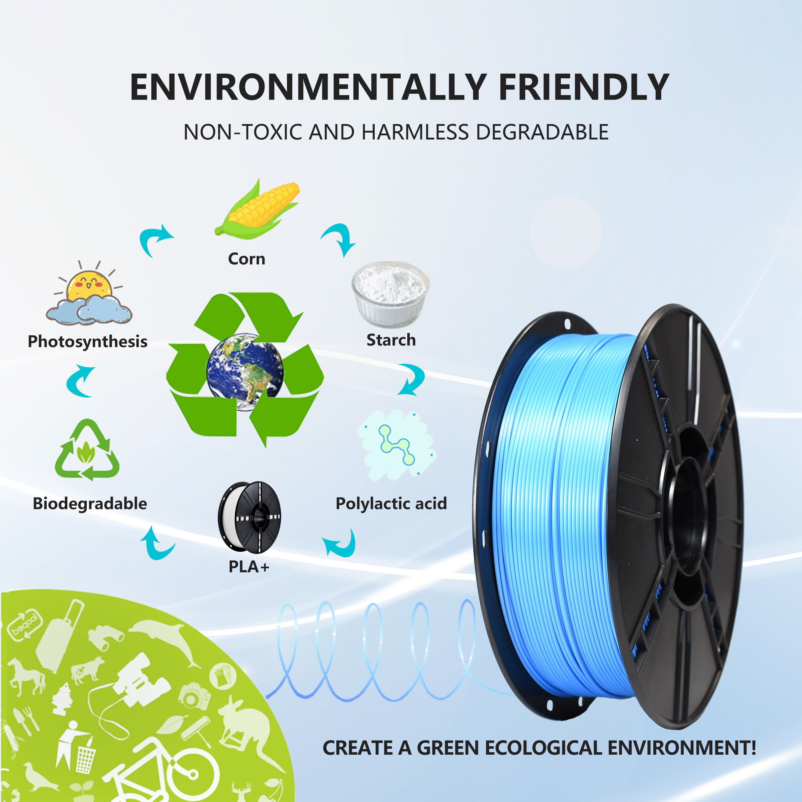 Professional Signal Blue PLA Plus 3D Printer Filament Tough and Durable Prints