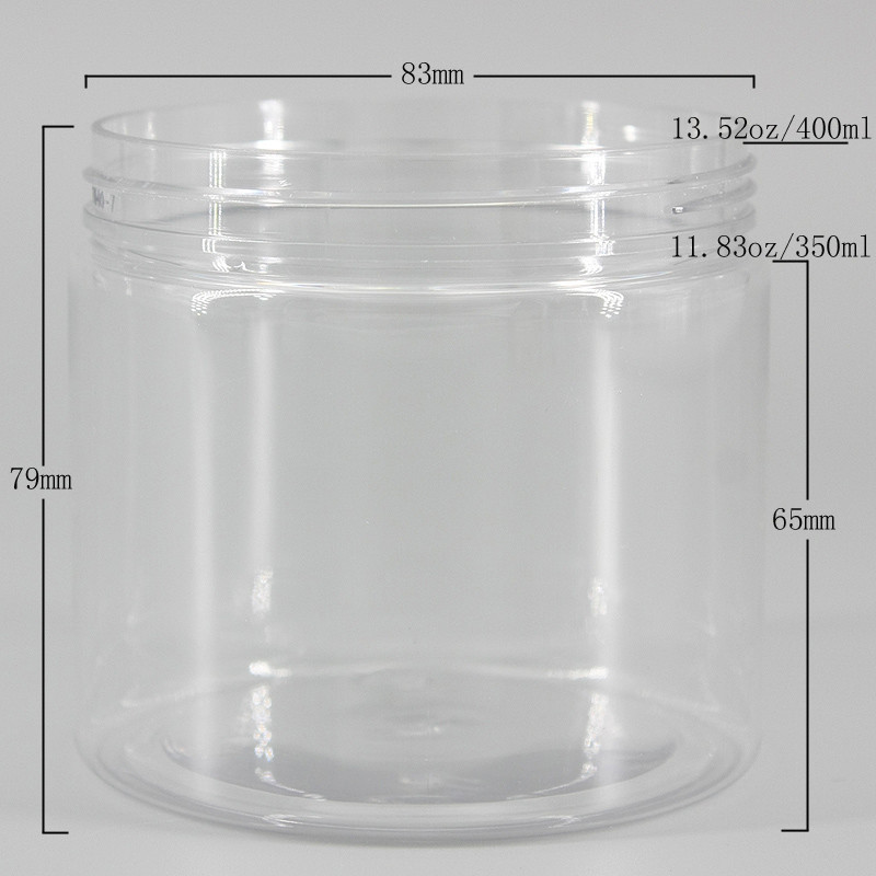 PET Plastic 95mm 13.52oz Clear Plastic Cosmetic Containers