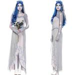 White Long Show Dress Costume Halloween Cosplay Ghost Bridal Party Attire for