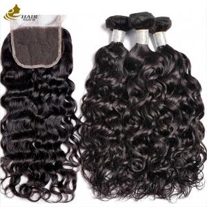 Quality OEM Brazilian Unprocessed Water Wave Virgin Hair Bundles Black Colored wholesale