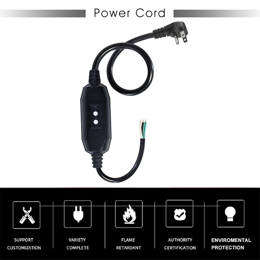 Auto GFCI US 3PIN Plug NEMA 515P Male To Female 90 Degree Falt Plug Outdoor Extension Cord