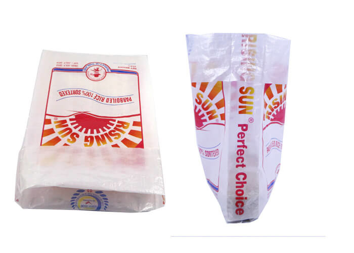 Transparent Gusseted 25 Kg / 50kg Rice Bags , Heat Seal Food Bags Matt Lamination