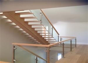 Quality Interior Glass Stair Balustrade Systems Wood Handrail With Good View Of Outside wholesale