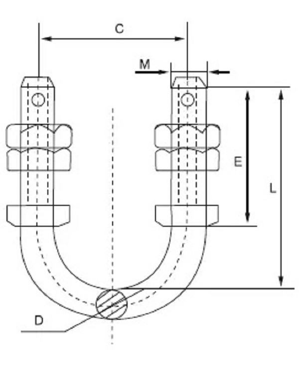 35KN Electric Power Fittings HDG U Bolt 80MM - 140MM