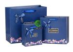 Party Blue Paper Bags With Handles , Luxury Recycled Paper Shopping Bags
