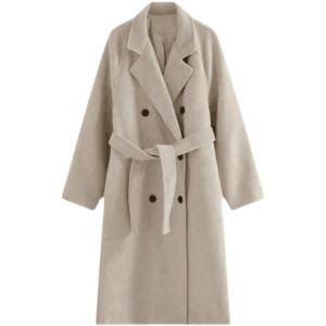 Quality Fall and Winter Woman′s Coats Ladies Jackets Woolen Solid Turn Down Collar Long Coats for Woman wholesale