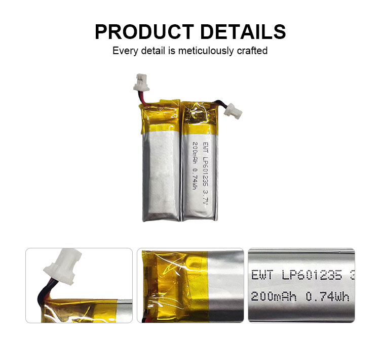 601235 Lithium Polymer Battery 300mAh 400mAh 3.7V 200mAh LiPo Battery