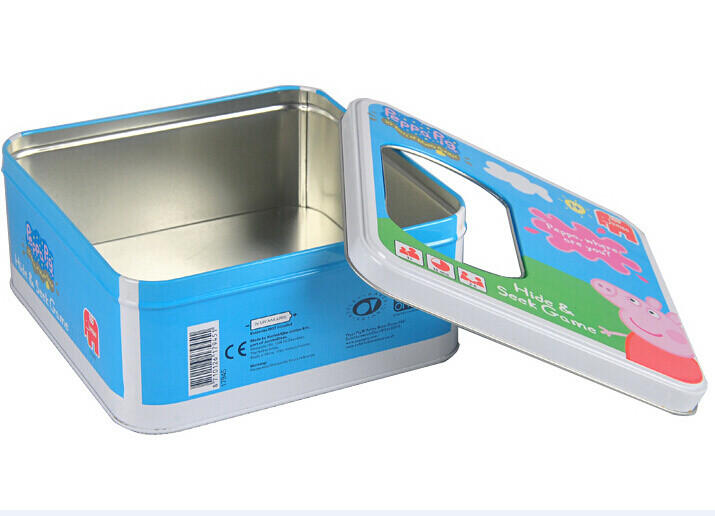 PET Window Food Tin Canister Food Grade Tin Square CMYK Printing