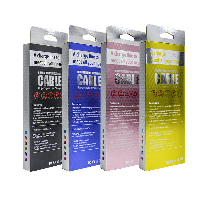 ISO9001 Recyclable USB Charging Cable Packaging Boxes With Hanger