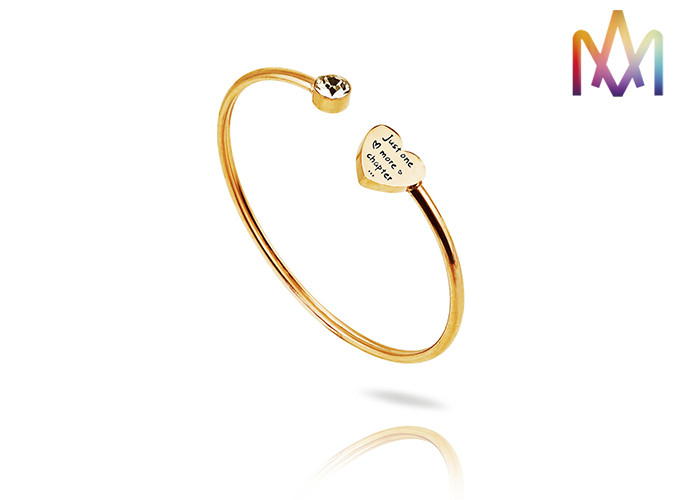 OEM ODM Geometry Heart Open Cuff Bracelets With Stone