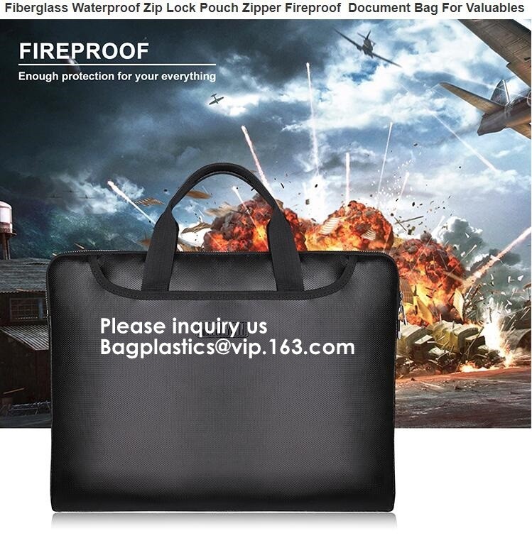 waterproof and fireproof resistant document bag,Lock Box Bag For Documents Money & Office Files Freproof Safe Bag with L