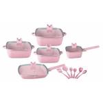 16Pcs Maifan Stone Aluminum Cookware Set With Anti Heat Handle