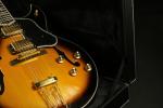 Quality blackburst thick hollow body block inlay single cutaway electric guitar