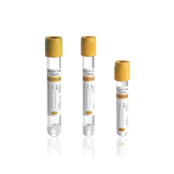 CE Certified Vacuum Venous Vacuum Blood Collection Gel And Clot Activator Yellow