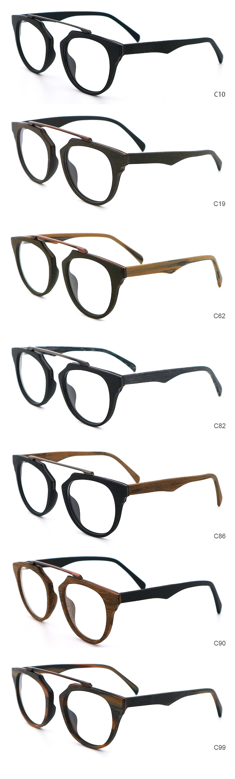 Vintage Manual Wood Grain Acetate Optical Glasses Frame MR 0361