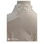 Women Turn Down Collar Algodon White Puff Sleeve Blouse