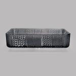 European Style Rectangular Shaped Glass Wash Basin Transparent Black Sink