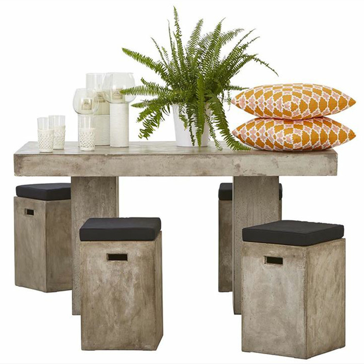 High Quality Sturdy GRC Tables Garden Concrete Furniture Table Sets In Rectangular Round Shapes