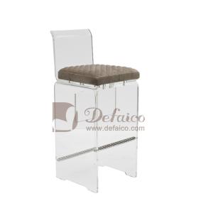 Quality Modern Armless Clear Acrylic Bar Stools Bar Chair With Brown Leather Cushion wholesale