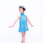 Adult Jazz Dance Wear Full Sequin Halter Neck Dress With Matching Hat