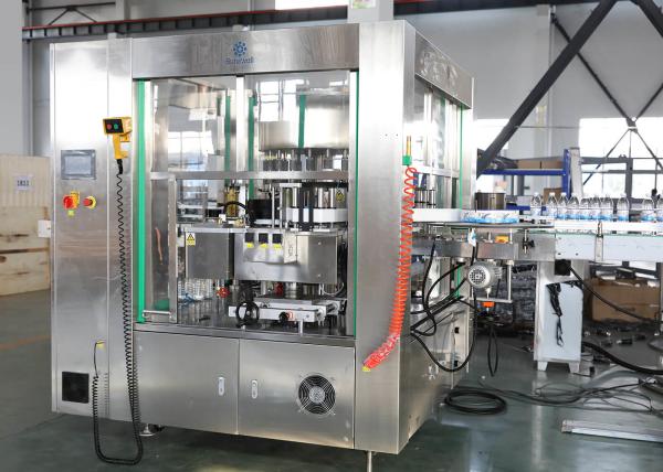 Roll - Feed Bottle Labeling Machine , OPP / BOPP Film Hot Melt Glue Labeling