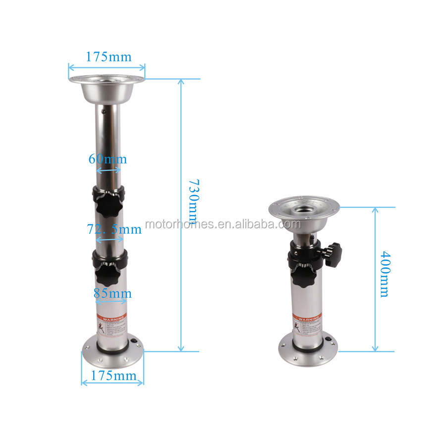 Motorhome Accessory Aluminum 3 stages Telescopic Table Base Compatible for RV Manual 3 Sections Lifting Table Legs