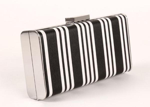 Fashionable Black And White Clutch Handbags , PU Leather Evening Bags And