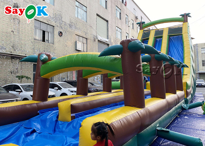 Large Multi Channel PVC Inflatable Bouncer Slide With Pool
