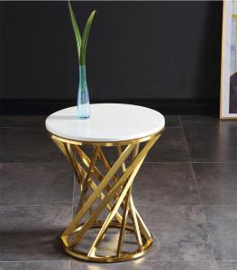 Quality 30kg Glossy Tempering Glass / Round Marble End Table For Living Room wholesale