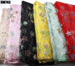 Lace European Fashion Gold Sequins French Embroidery Wedding Dress African
