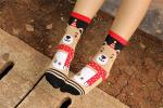 Lovely christmas bear patterned design winter cotton socks for women