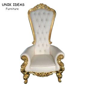 Quality High Back Gold King Bride And Groom Wedding Throne Chairs For Rent 1750x520x550mm wholesale
