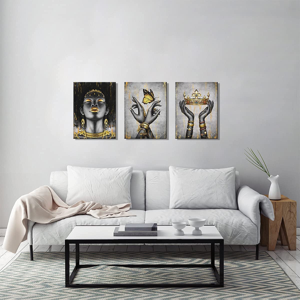 Original Modern Artwork Hand Painted Oil Painting Three Pieces Canvas Wall Art for Home Decor