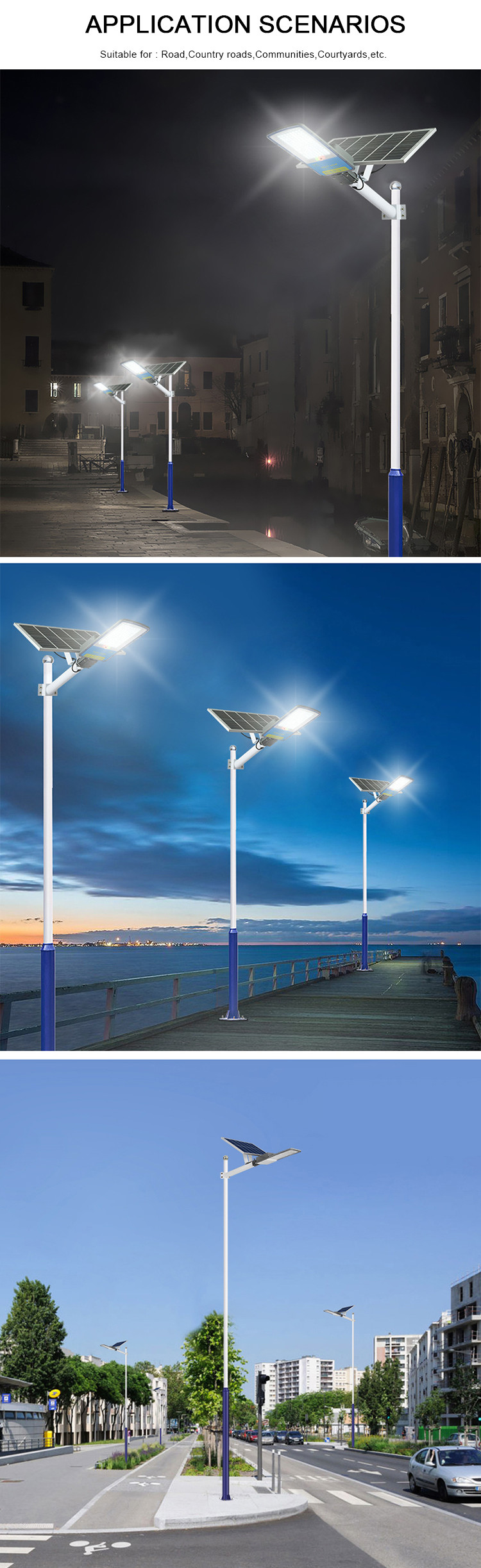 IP66 100Watt Split Solar LED Street Lamp Charging Time 6-8 Hours for Yard Garden