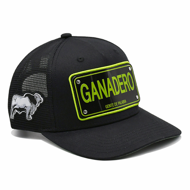 High Profile 5 Panel Trucker Cap In Black Red White Blue Custom Color