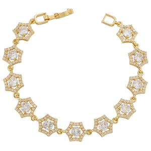 Quality Micro 18k Gold Charm Bracelet Jewelry Zircon Geometric Heart Shaped Diamond Bracelet wholesale