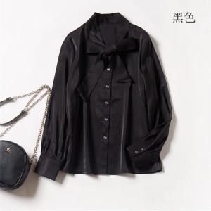 Quality Round collar and long sleeves chiffon shirt for women clothing wholesale