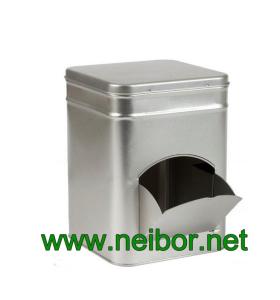 Quality Square shape tea &amp; coffee bag tin dispenser box wholesale