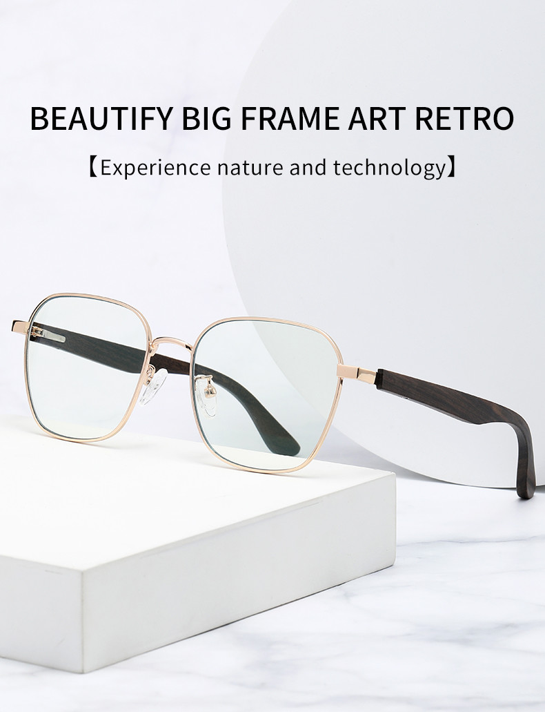 PC Metal Wooden Leg Glasses Optical Eyeglasses Spectacle Frame