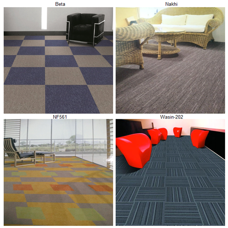 Pure color striped 100%solution dyed invista nylon 6 carpet tile