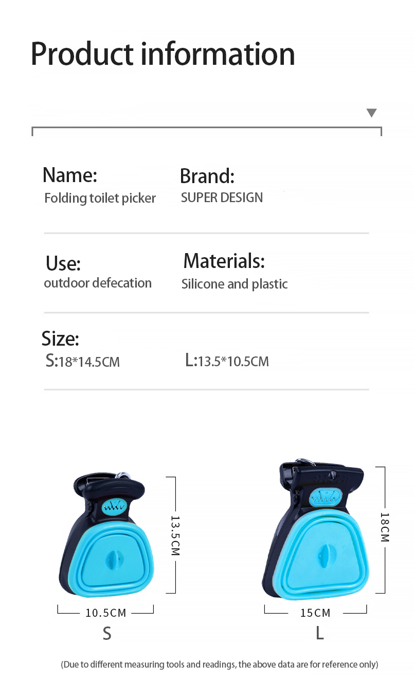 Blue Handheld Dog Poop Scoop Portable Pooper Scooper For Walking