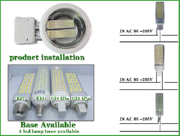 6W G24 LED Light, Energy Saving Cool White 500lm Epistar SMD5050 Led G24 Lights Bulbs