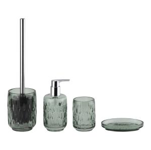 Quality Round Green Glass Bathroom Accessories Set Shower Toothbrush Holder With Jumbo Dots And Diamond Accents wholesale