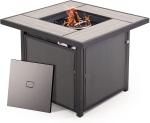 30 Inches Black Bronze Metal Square Outdoor Propane Fire Pit For Gardern