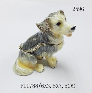Quality Dog alloy jewelry box decorative metal keepsake box fashion trinket box home decorative wholesale